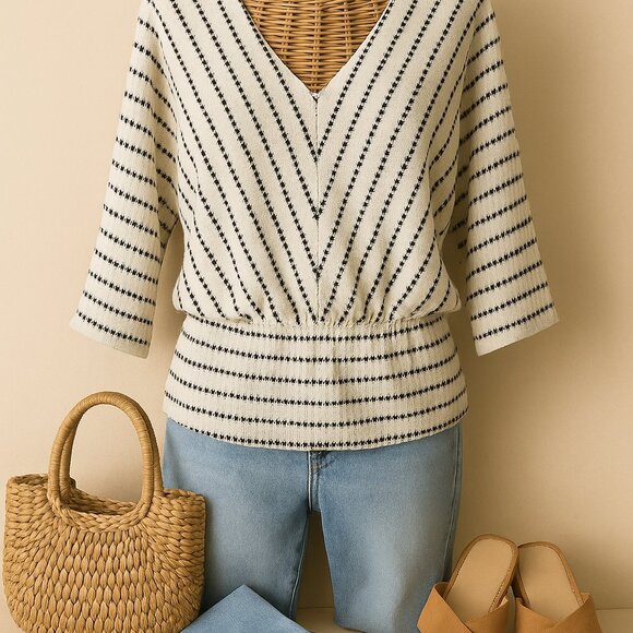 Knox Rose Sweater Top S | Chevron Knit Long Sleeve Pullover Boho Chic - Picture 7 of 12